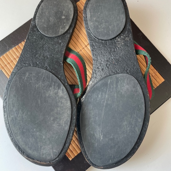 Gucci GG Black Web Thong Guccissima Sandals Logo Monogram Flip Flop Size 7  0059 - Picture 4 of 5